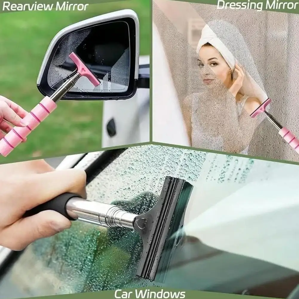 Rearview Mirror Windscreen Wiper Retractable Portable Rubber Squeegee Cleaning Tools Parts Car Rain Remover For Auto Accessories