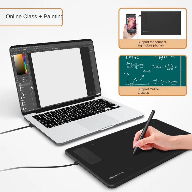 10Moons G12 Digital Board Can Be Connected To The Cell Phone Hand Drawing Board Computer Drawing Board Handwriting Board Black