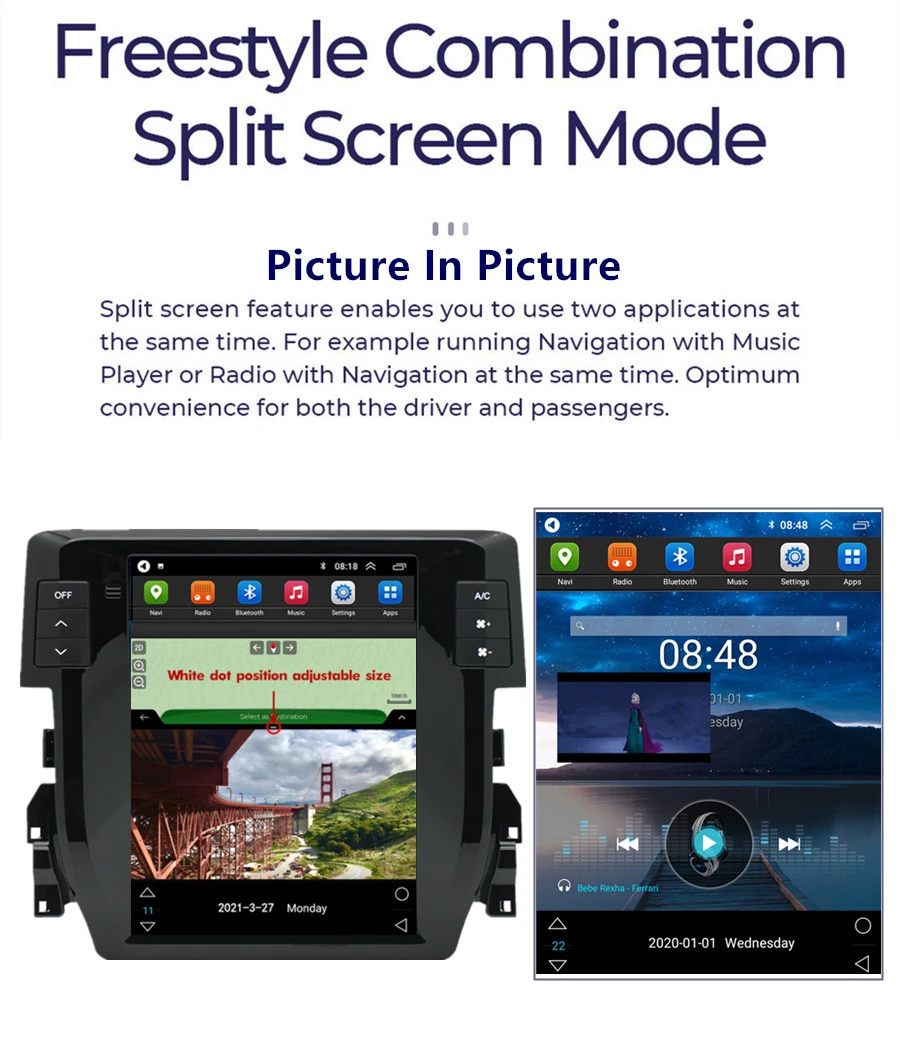 9.7 unit unit unidade principal estereofônica vertical de rádio gps para honda civic 2016-2020 android 11