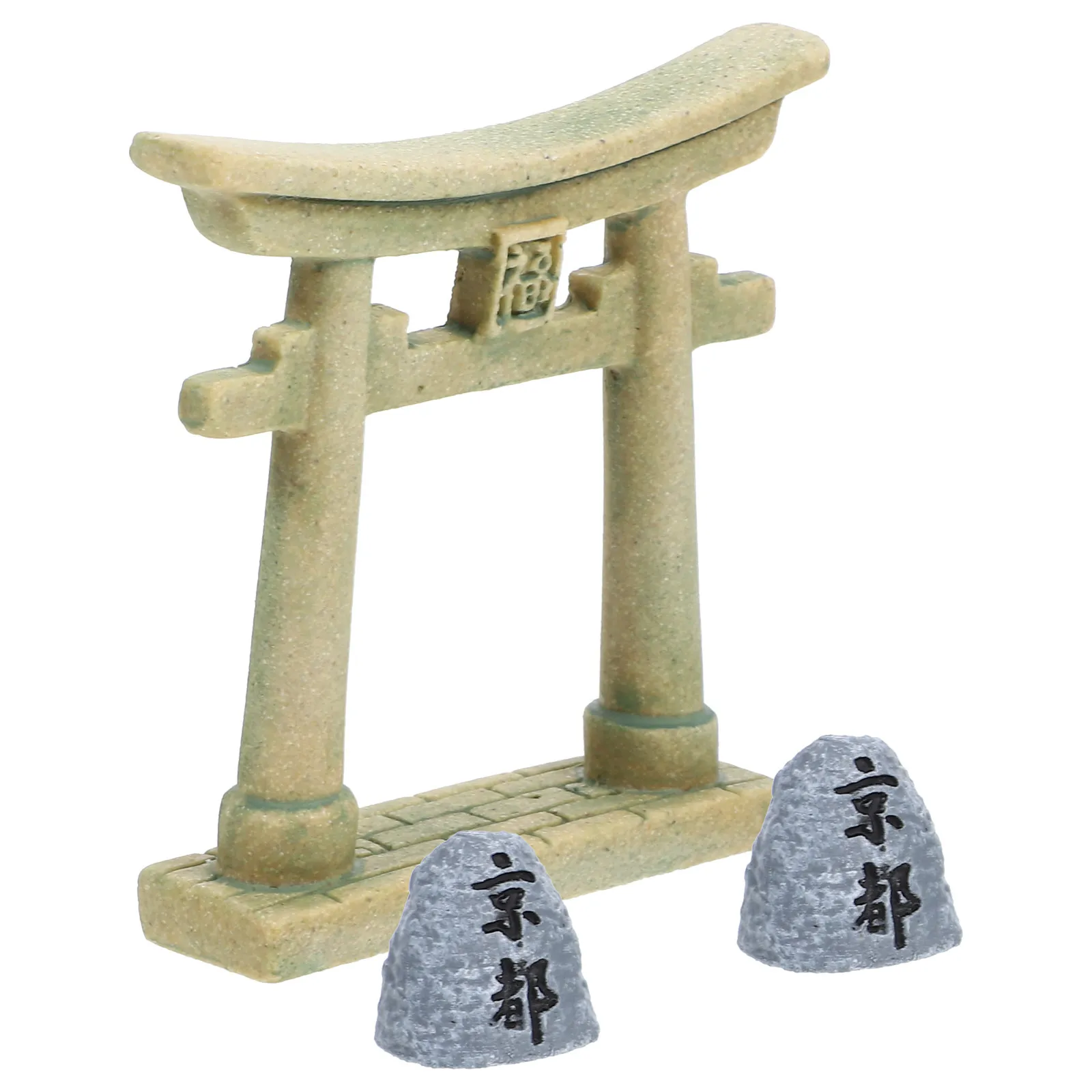 1Set Fish Tank Torii Gate Resin Decoration Miniature Mini Japanese Torii Gate Aquarium Landscape Prop Simulation Ornament Micro
