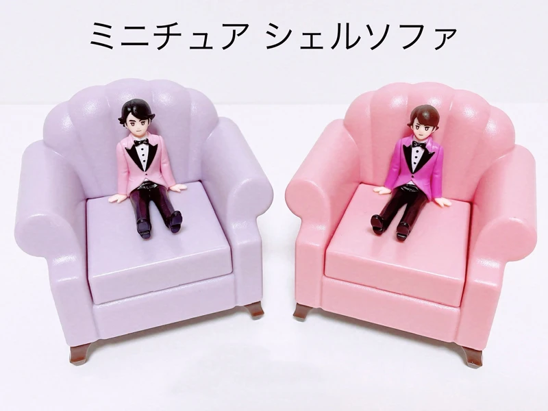 YAMADA Miniature Single Sofa Pink Purple Dollhouse Furniture Scene Matching Food Toy Plastic Model Home Living Scene Decoration