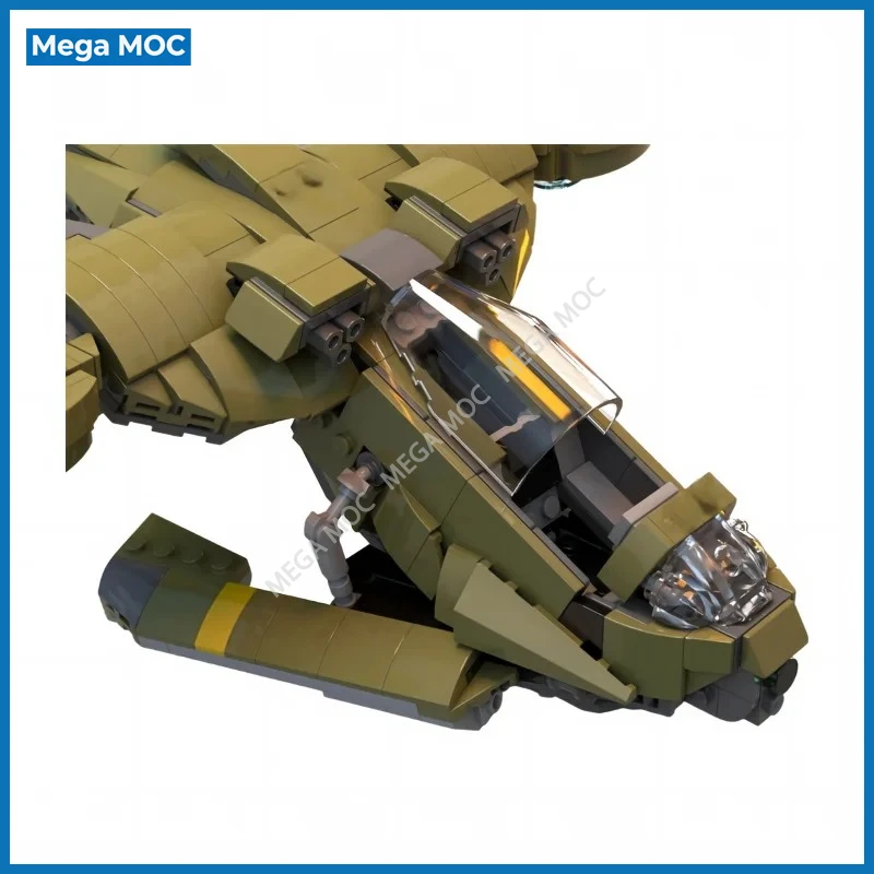 Armored Tilt Rotor Assault VTOL Building Blocks Heavy Ground Attack Flying Vehicle Bricks Leisure Collectible Ornament