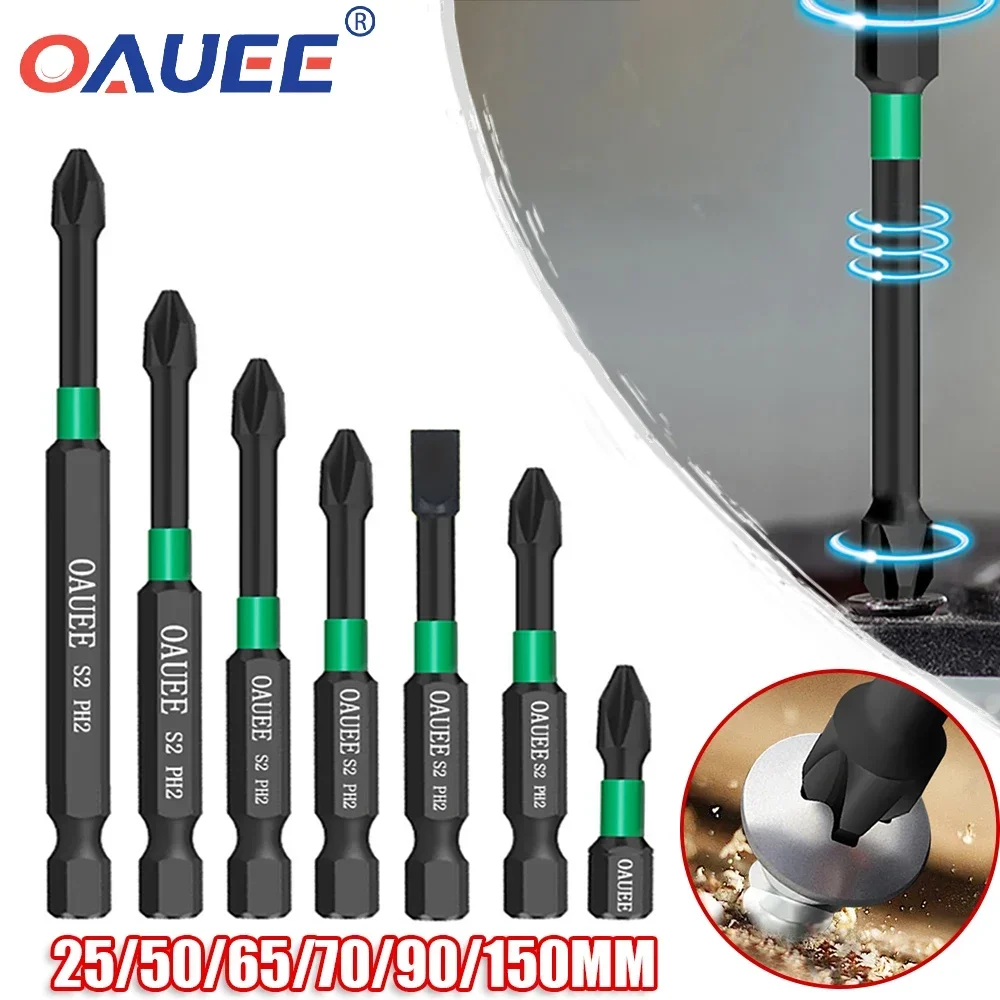 Oauee Magnetic Batch Head Impact Strong Cross PH2 High Hardness Screwdriver Set 60/70/90mm Anti Non-slip WaterProof Bits Set