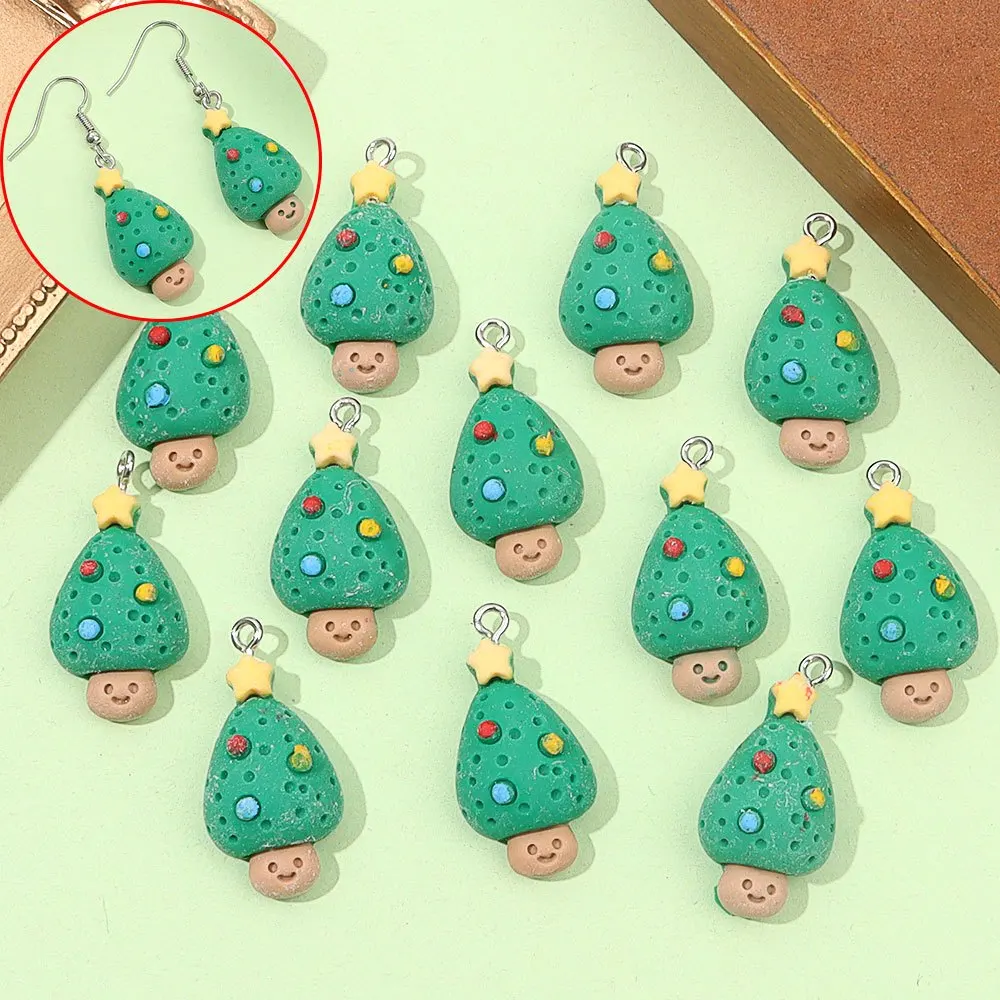 2/10/18pcs Green Resin Christmas Tree Pendant, Used for DIY Bracelets, Necklaces, Earrings, Ankle Chain Decorative Accessories
