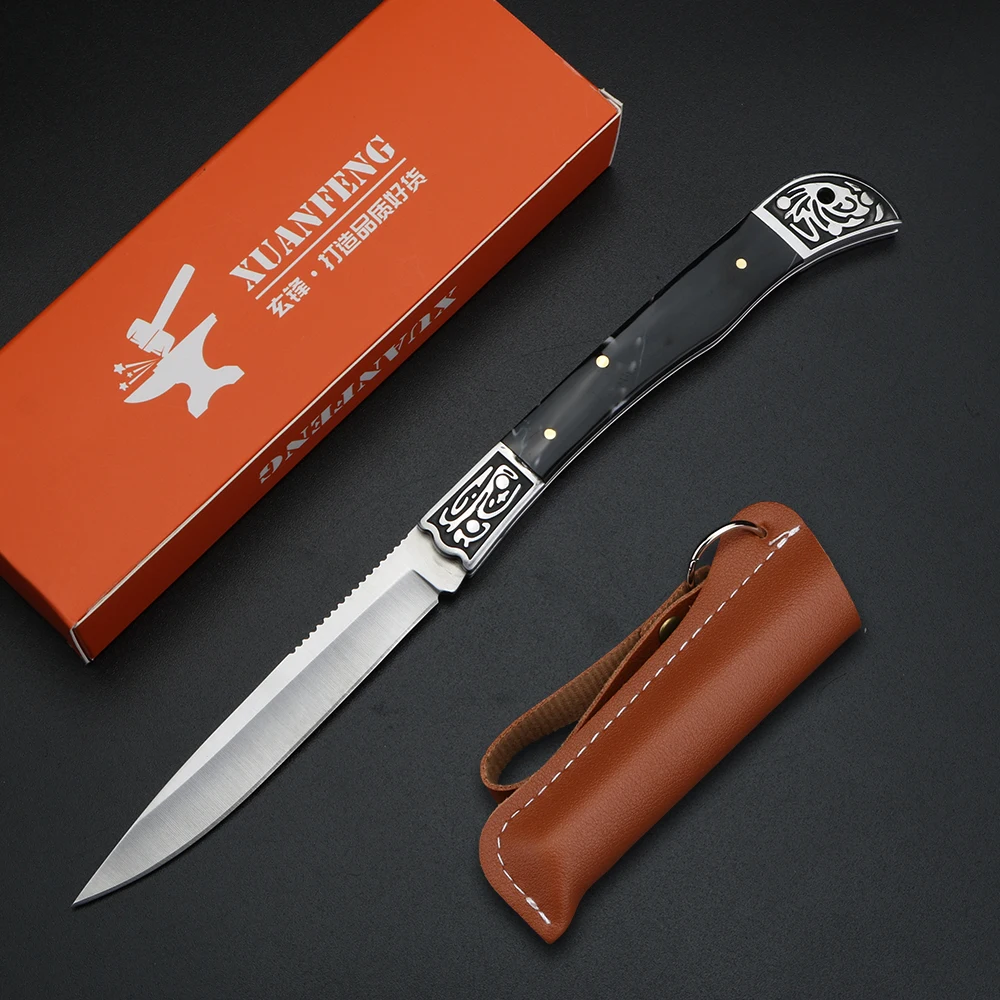 XUAN FENG Outdoor Jungle Knife Wild Survival Straight Knife Camping Tactical Military Pocket Knife Hunting Folding Knife