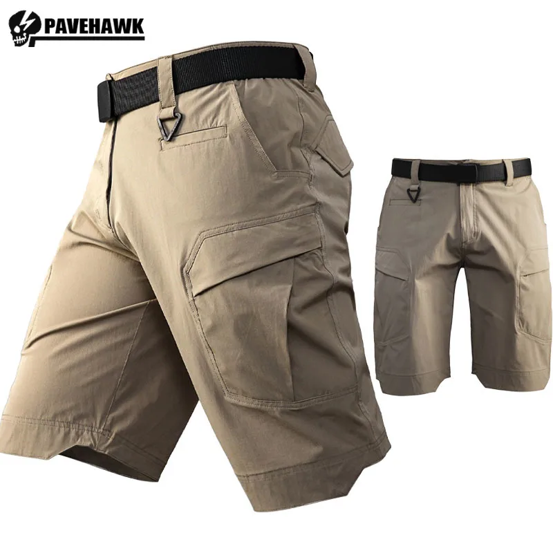 Mens Quick Drying Cargo Shorts Summer Waterproof Outdoor Sports Combat Overalls Multi Pocket Wear-resistant Quarter Pants New