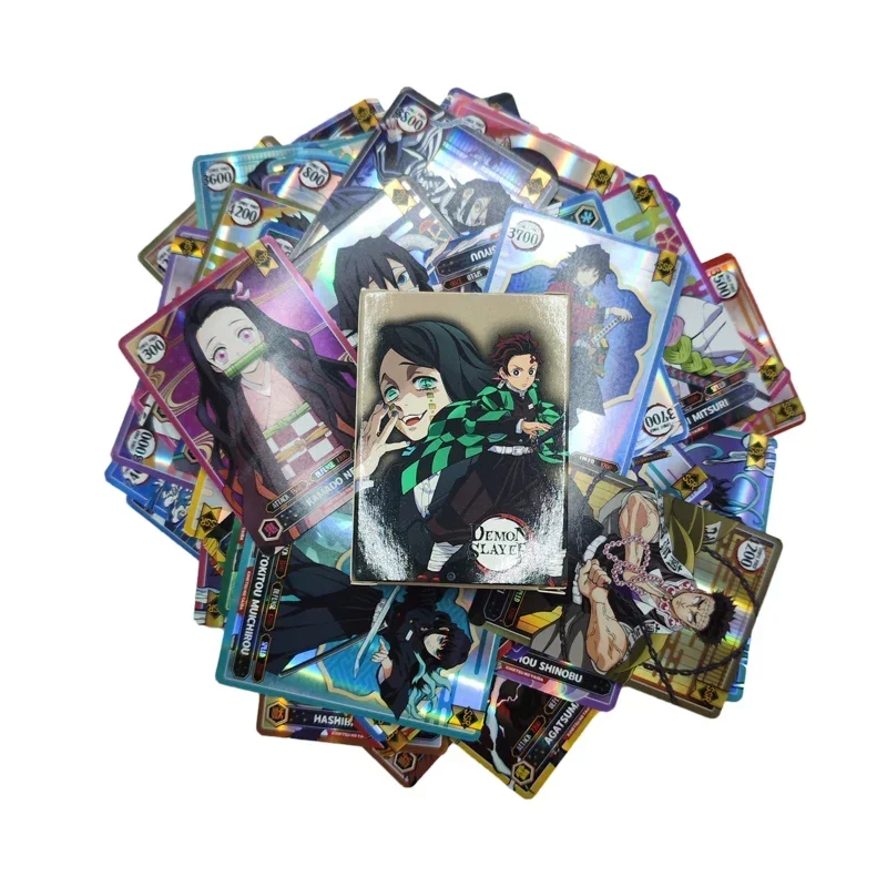 50pcs/box Demon Slayer Card Anime Tanjirou Nezuko Agatsuma Zenitsu Shining Cards TCG Battle Fighting Hobbies Toys For Children