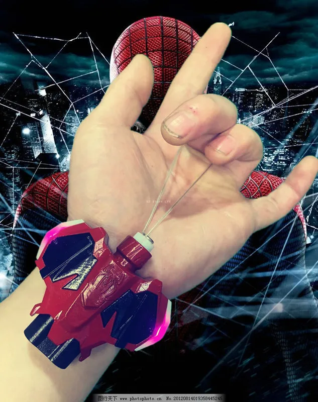 Spinnenweb Shooters Spiderman Spinneweb Launcher String Spider Silk Launcher Launches Spinnenwebben Polsspeelgoed voor cadeau 1PCS (zwart, rood)
