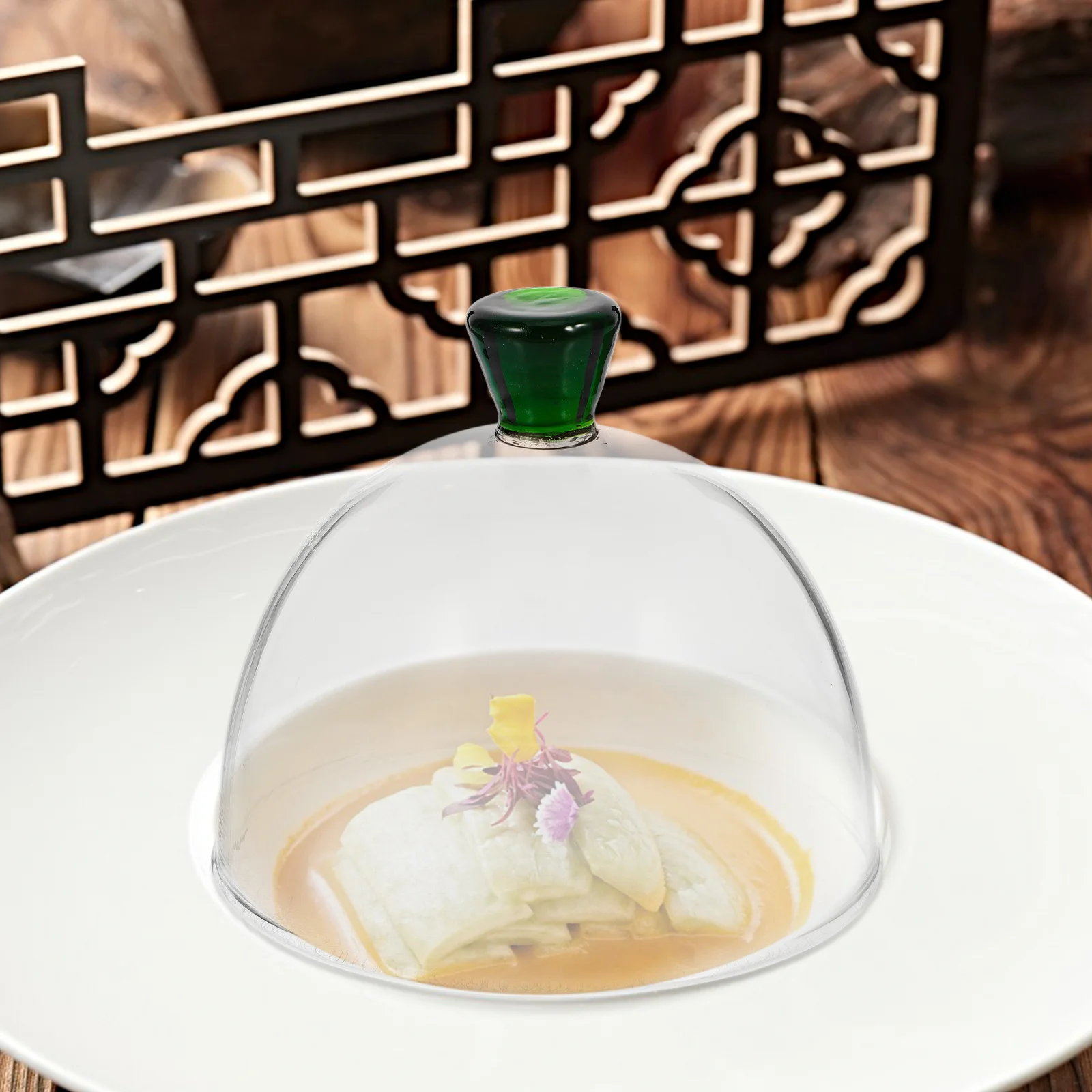 

Smoking Dome Cover Transparent Glass Dome Lid Heat Resistant Food Cloche Dessert Cake Display Cover Household Food Lid