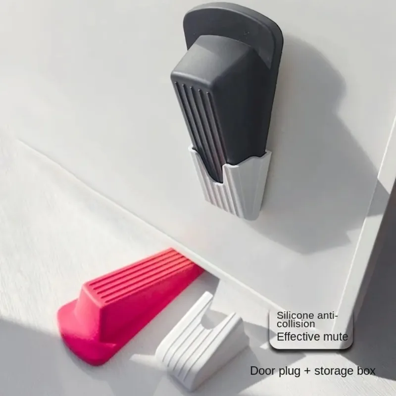 Silicone Door Stopper Self Adhesive Strong Suction Wall Protectors Hidden Mute Anti Collision Floor Holder 12.4*3.5cm