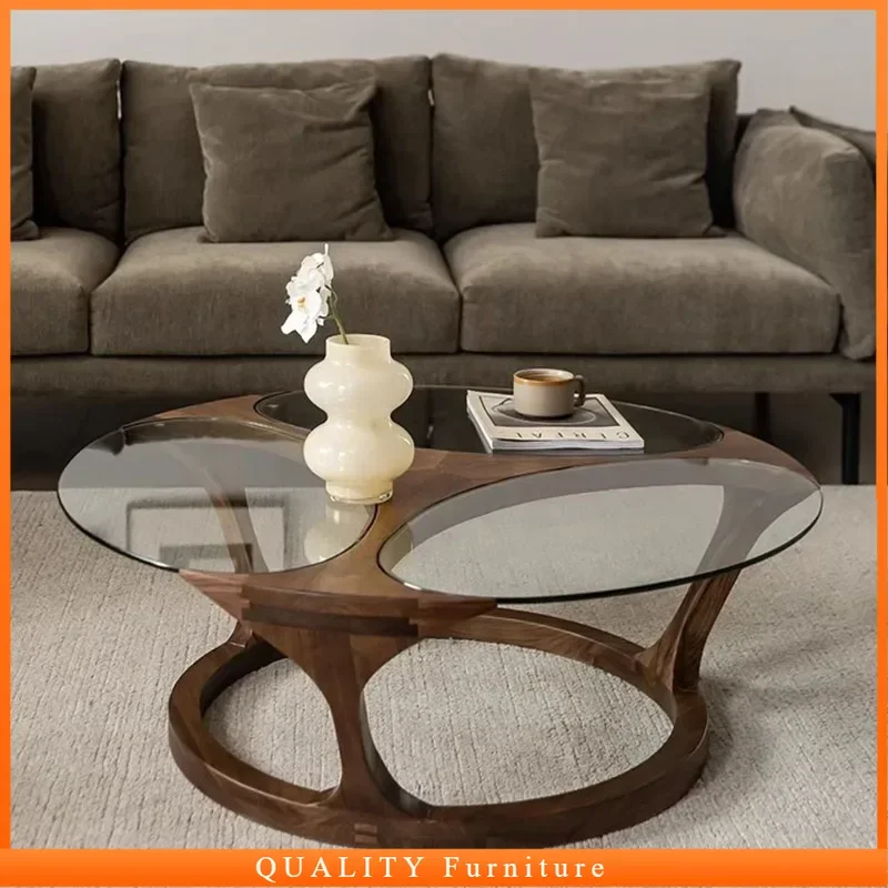 

Standing Aesthetic Coffee Table Organizer Italian Space Saving Wood Living Room Side Table Center Meubles Chinese Furniture