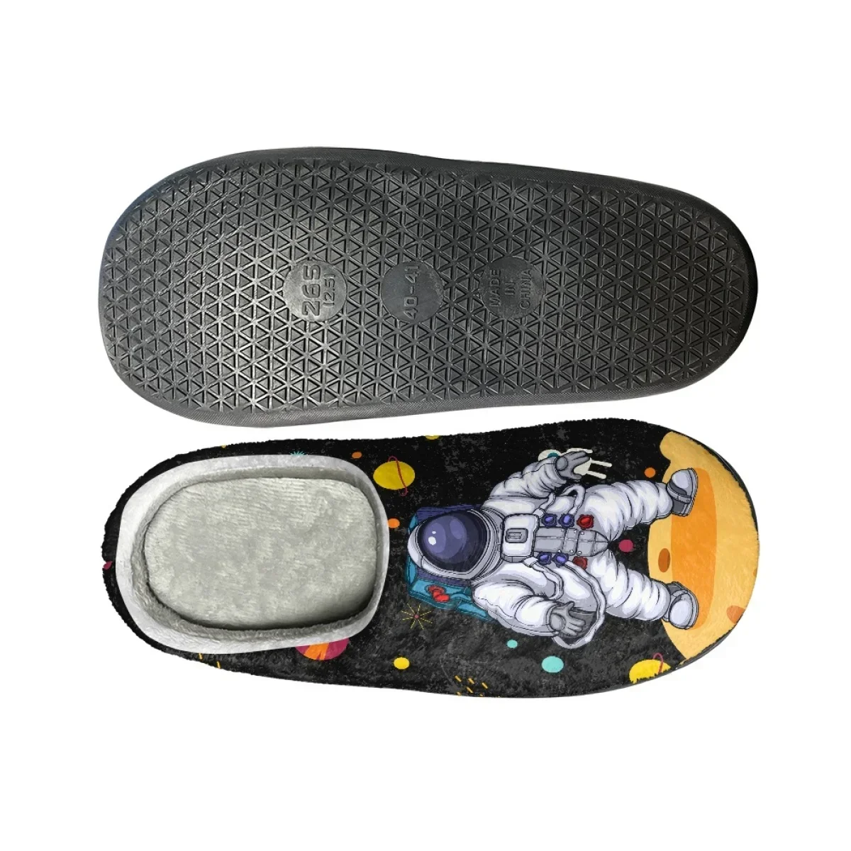 Cartoon Astronauut Design Warm Cozy Cotton Slippers Winter Casual Couple Home Slippers Women's Bedroom Indoor Slides Slippers