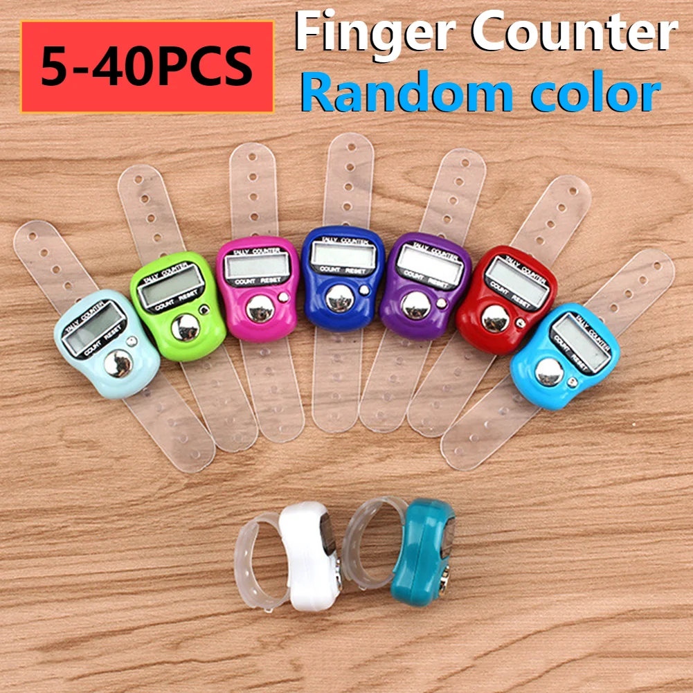 5-40PCS Elektronische Finger Zähler Ring Mit LED hintergrund licht Tragbare Digitale Reihe Tally Stich Marker Schrittzähler Farbe zufällig