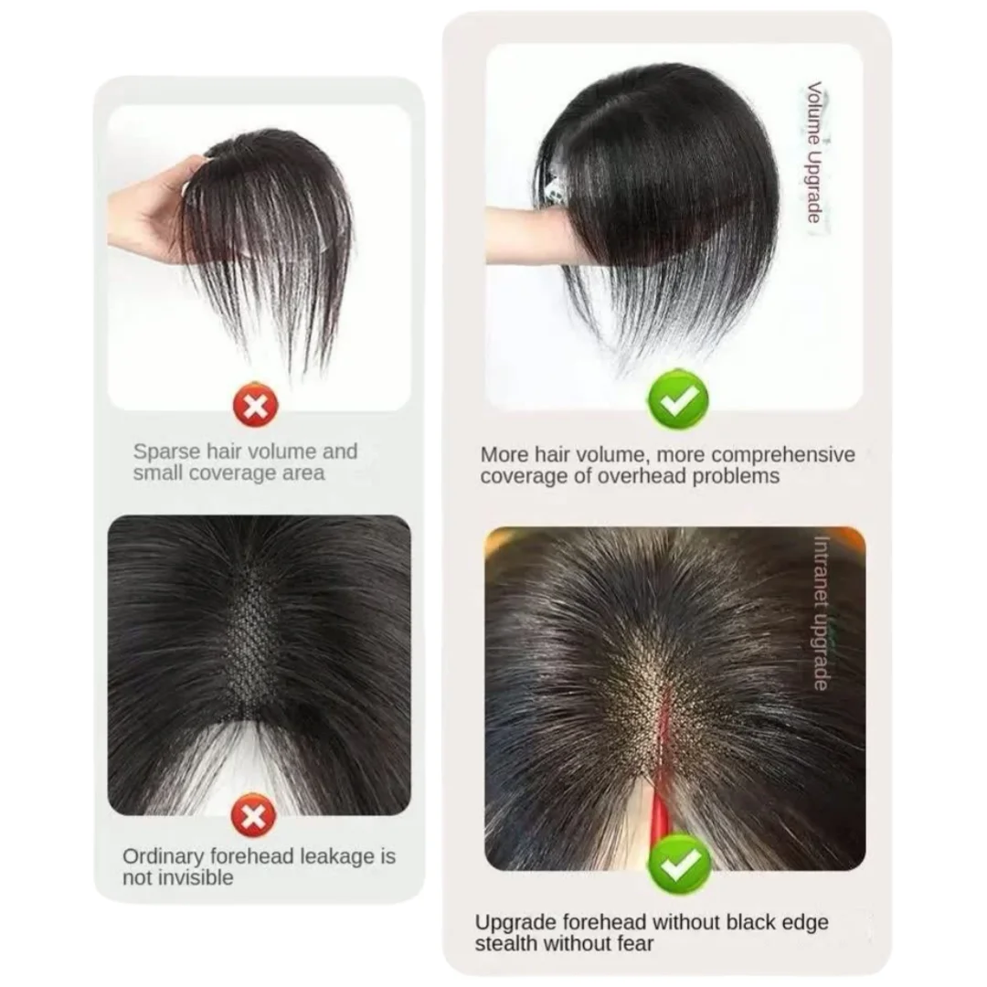 100% شعر بشري مصنوع يدويًا للنساء مع غرة بدون حدود طبقة واحدة غير مرئية من الدانتيل مشابك شعر في هامش