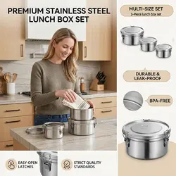 700-2000ML Microwave Lunch Bento Box Food Grade 304 Stainless Steel Anti-leak Fruits Snacks Box Large Capacity Sealed Picnic Box