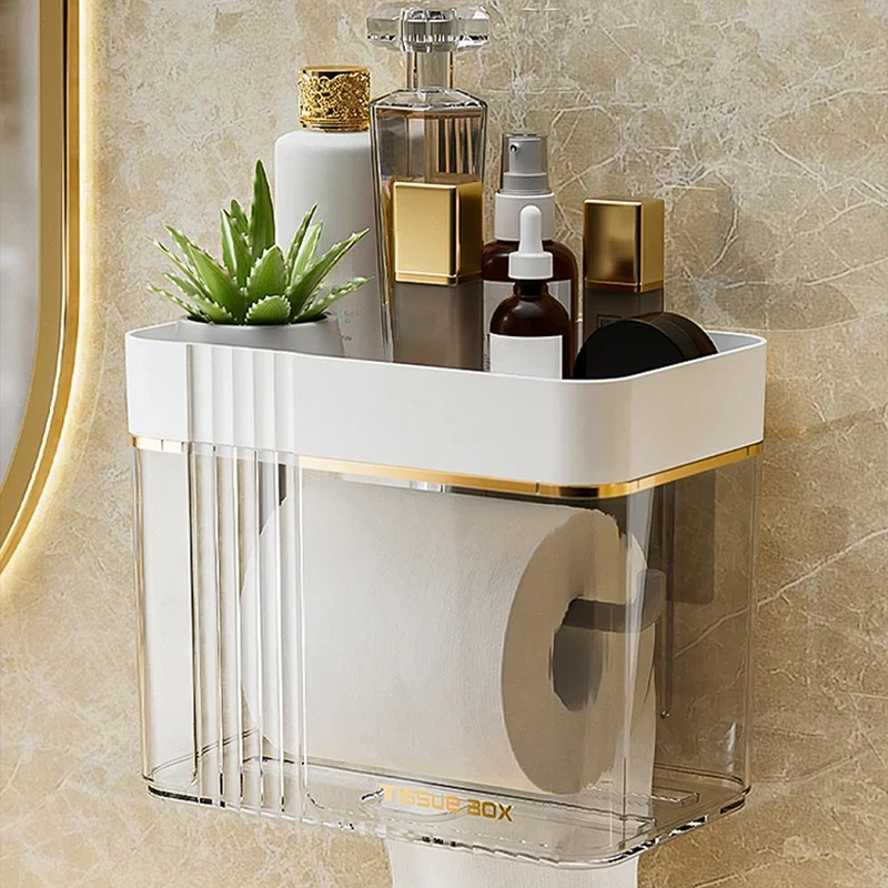 

Punch-free Toilet Paper Holder Box Waterproof Storage Toilet Paper Storage Rack Paper Towel organizer Bathroom Tissue Box