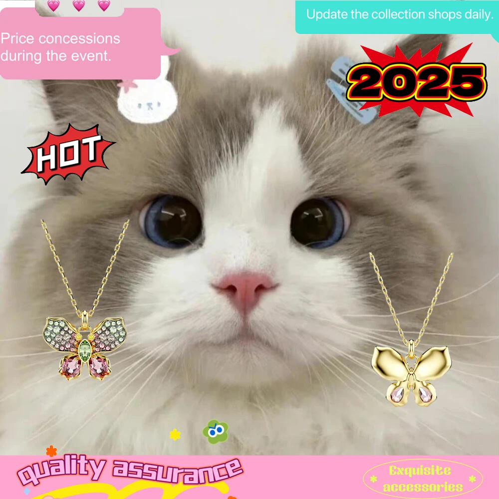 

New Mixed Cut Colorful Butterfly Necklace Exquisite Light Luxury Women's Cat Accessories Gift