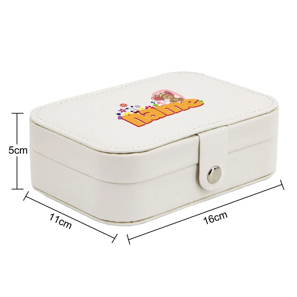 Cofre de joyería portátil de cuero con nombre personalizado, organizador de viaje de gran capacidad, caja de almacenamiento a prueba de polvo de moda clásica