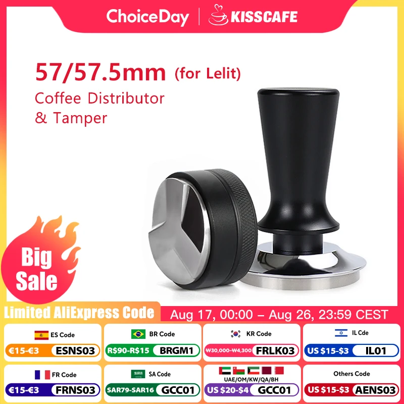 Kaffee Tamper 57 mm 57,5 mm Konstantdruck 30 Pfund Pulver Hammer für Lelit Anna Barista Espresso Makker Zubehör Eckwerkzeug