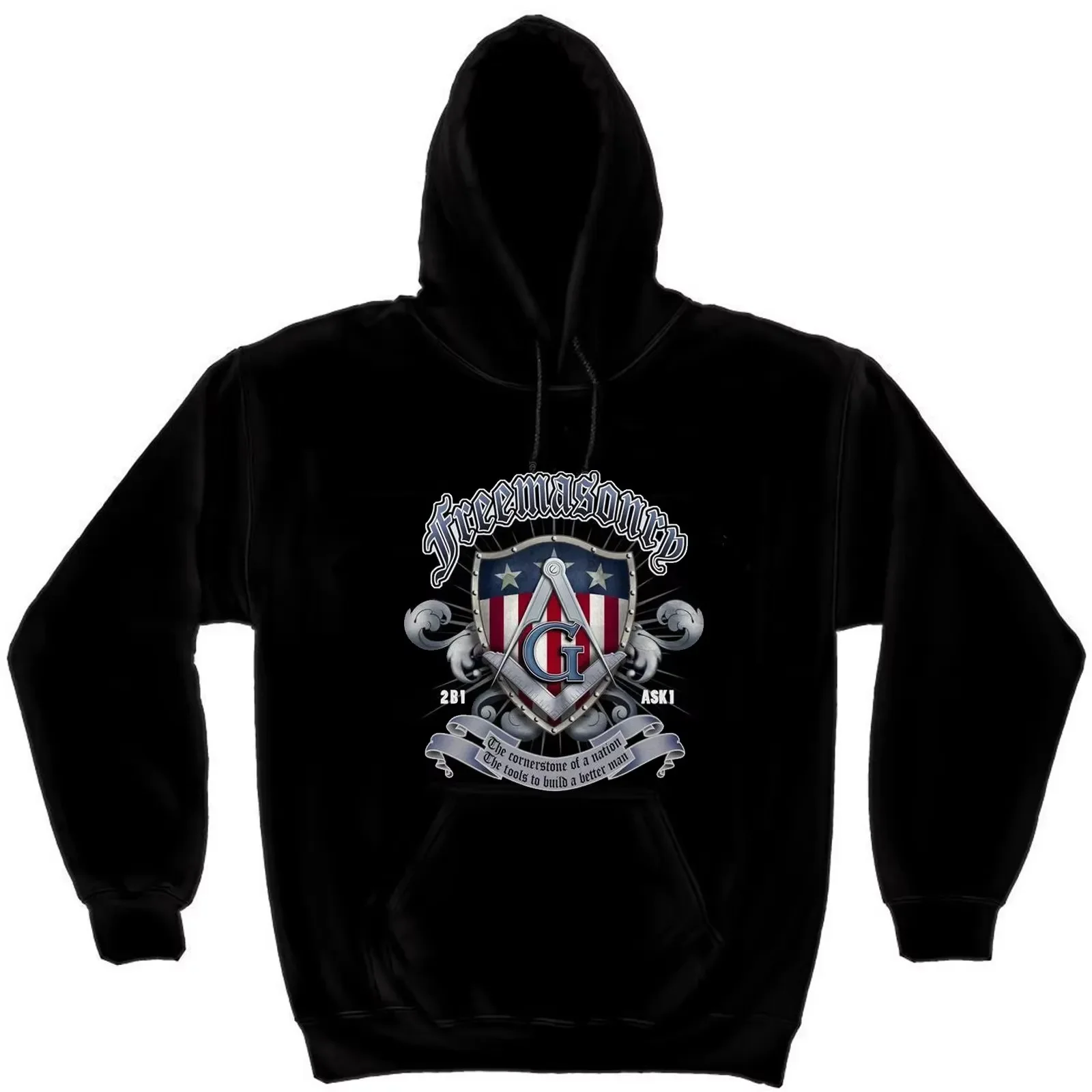 

America Mason Square & Compasses Masonic Order Freemason Pullover Hoodie Comfortable Cotton Casual Mens Sweatshirts Streetwear