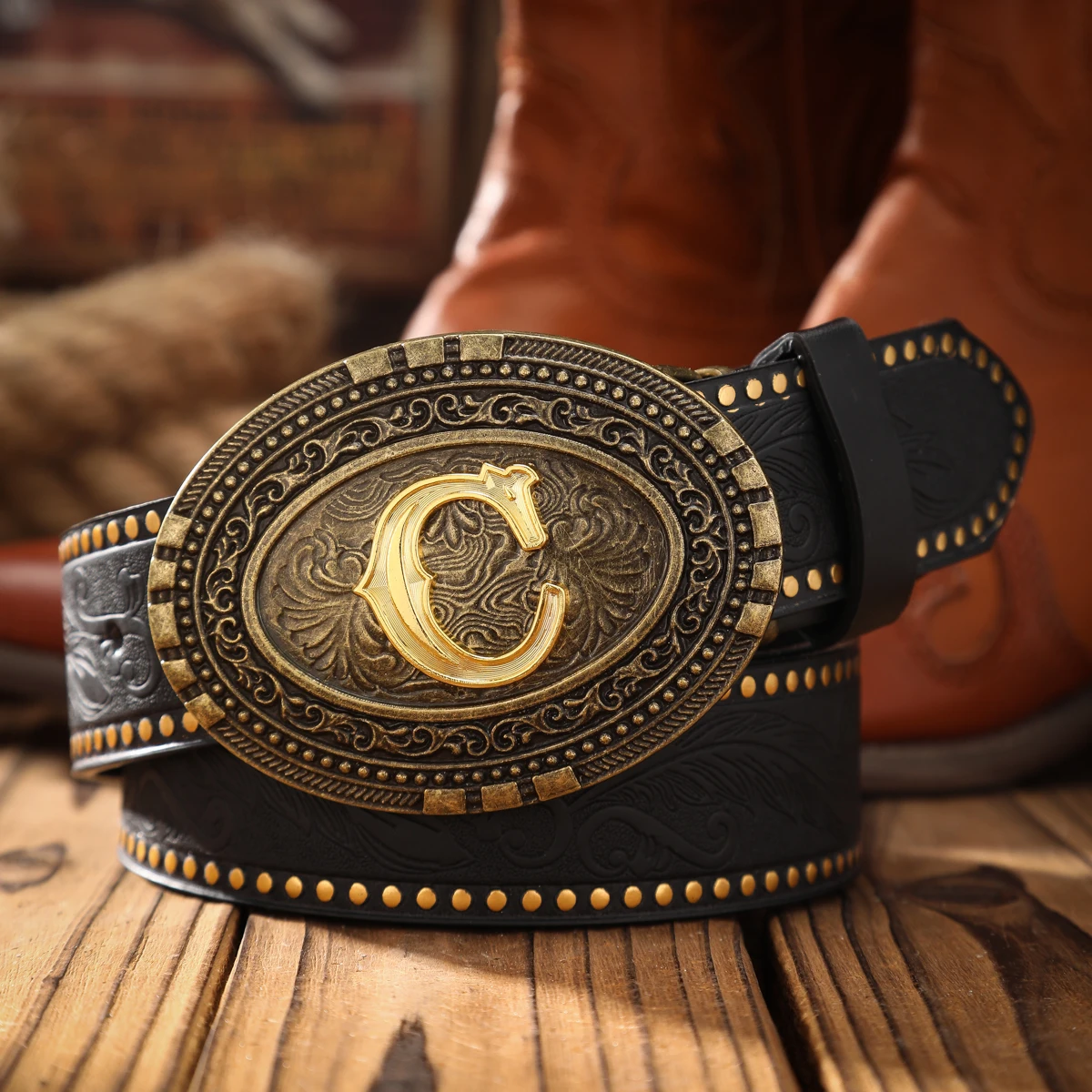 Ein lässiger Retro-Gürtel im Western-Stil für Herren und Damen! PU-Ledergürtel mit Metallschnalle, geeignet für den täglichen Arbeitsgebrauch – Detail 3