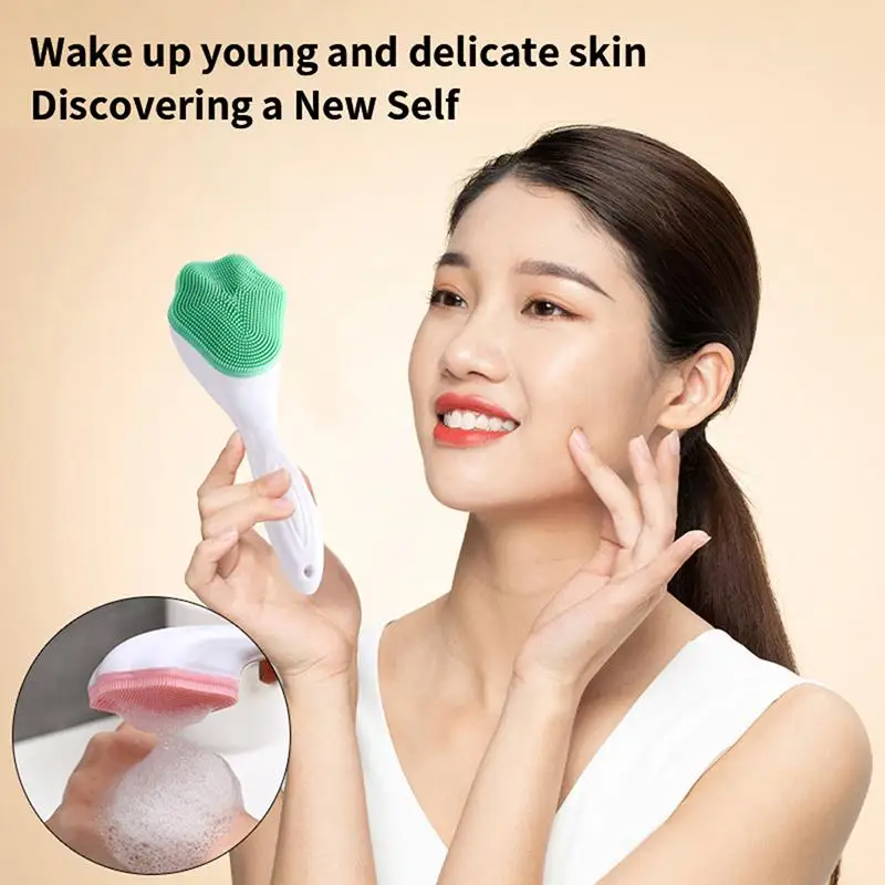【Y】Soft Silicone Facial Cleanser Brush Manual Massage Deep Pore Cleaning Tool Blackhead Remover for All Skin Types