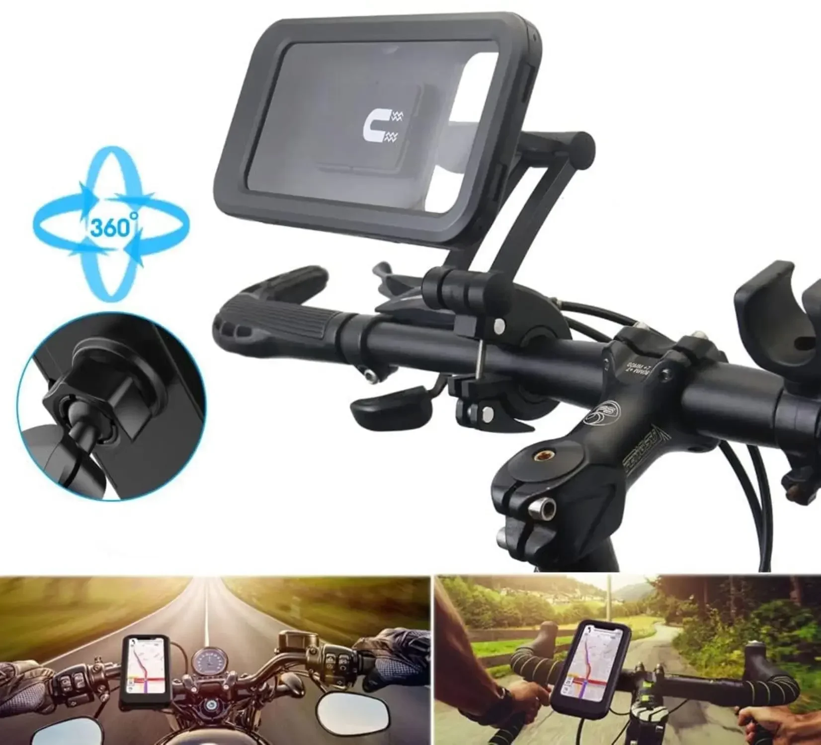

Adjustable Retractable 360° Rotating Bike Phone Holder Waterproof Anti-Shock Motorcycle Mount Touchscreen Compatible