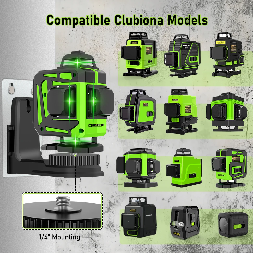 CLUBIONA Strong Magnet Adjustable Laser Level Meter Bracket Wall-Mounted L-Shaped Bracket 1/4 And 5/8 Connection