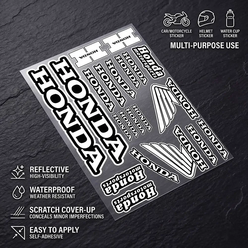 FOR HONDA RACING Waterproof Reflective Scratch Cover Sticker Universal Decor Decal For Car Motorcycle Helmet Refrigerator