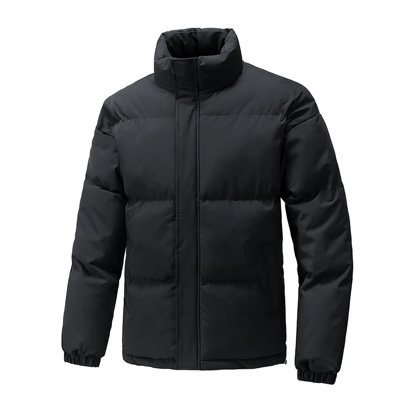 

Plus Size New Fashion Winter Men's Solid Color Simple Basic Stand Collar Long Sleeve Casual Trendy Quilted Jackets Male Parkas