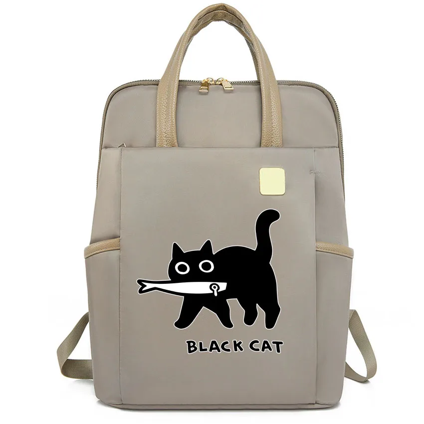 

Многофункциональная сумка с принтом в японском стиле (кот, едящий рыбу), женский рюкзак для студентов колледжей, водонепроницаемая деловая сумка для ноутбука