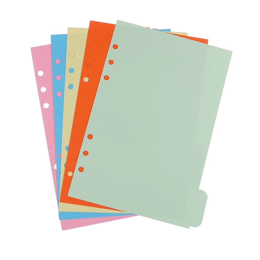 

5pcs Cardstock Kids Students 4 Holes Tab Paper A5 Register Divider Index Insert