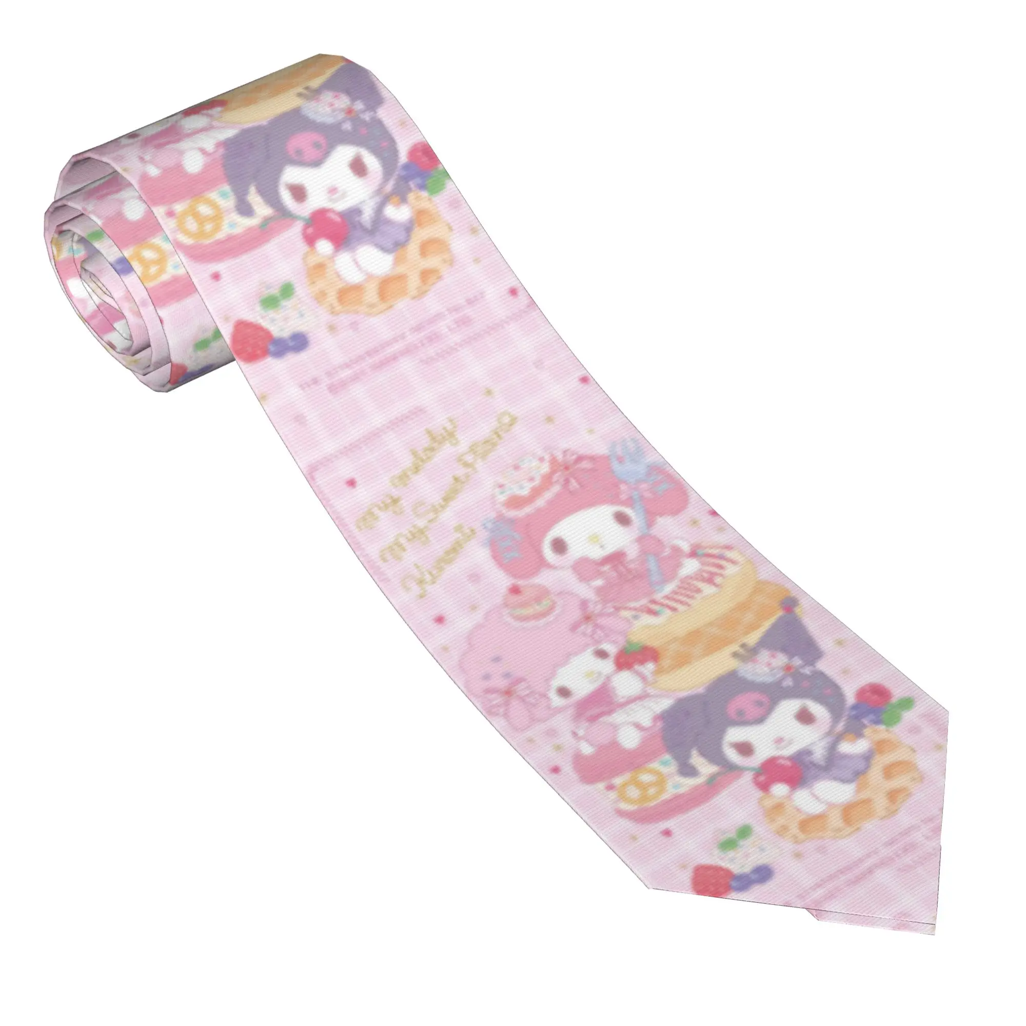 

My Melody Kuromi Anime Neckties Men Slim Polyester 8 cm Narrow Neck Tie for Mens Suits Accessories Gravatas Wedding Business