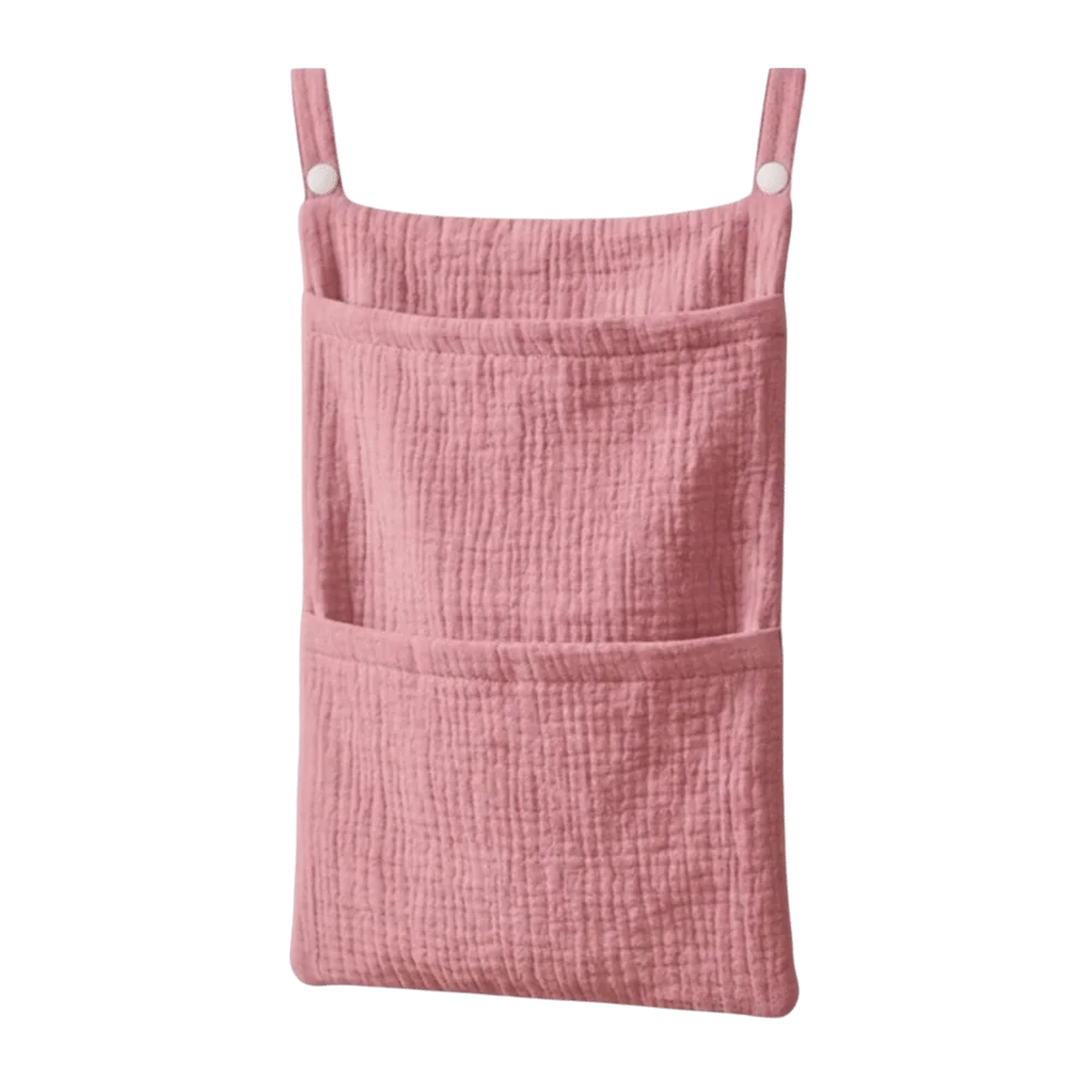 

Pure Cotton Baby Crib Hanging Bag Multifunctional Solid Color Stroller Storage Bag Large Capacity 2 Pockets Diapers Organizer