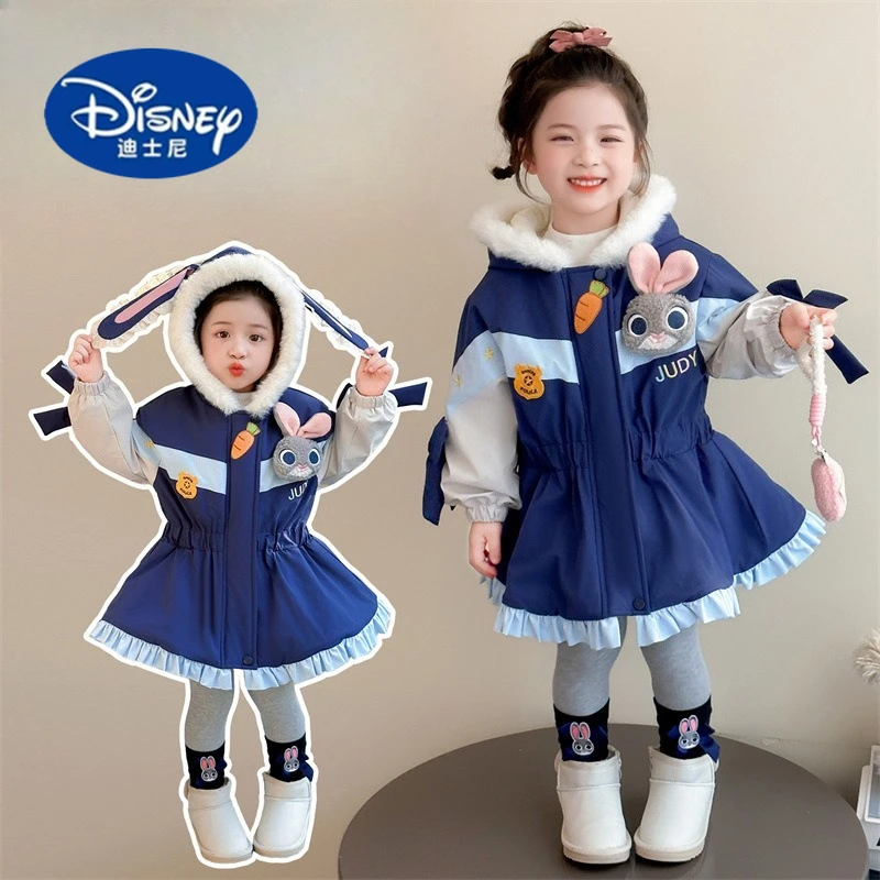 

Disney Judy Hopps Puffer Coat for Girls 2025 | Mid-Length Faux Fur Fleece-Lined Winter Jacket