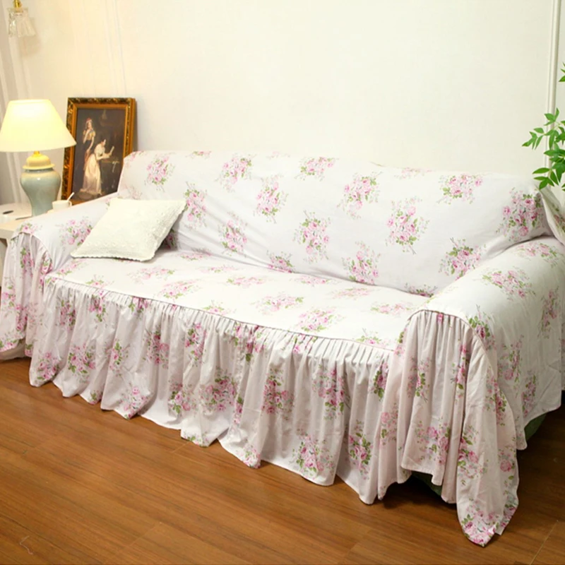 Pure Cotton Sofa Cover Pastoral Flower Adjustable Elastic Sofa Cover Cloth Elegant Floral Whole Piece 2 and 3 Seater Sofa Cover