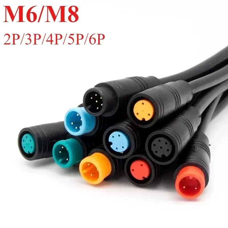 M6 M8 2/3/4/5/6 Pin core 6mm male female Julet Electric ebike Butt Plug Connector Cable Signal Sensor waterproof Scooter wire