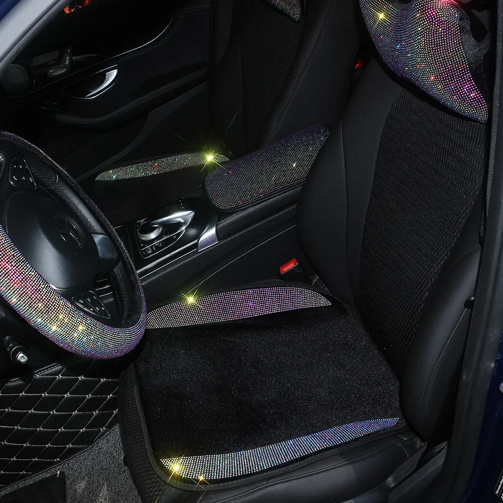 Crystal Diamond Car Seat Cover Cushion Anti-slip Front Chair Breathable Pad Mat Auto Seat Protector Seat Covers