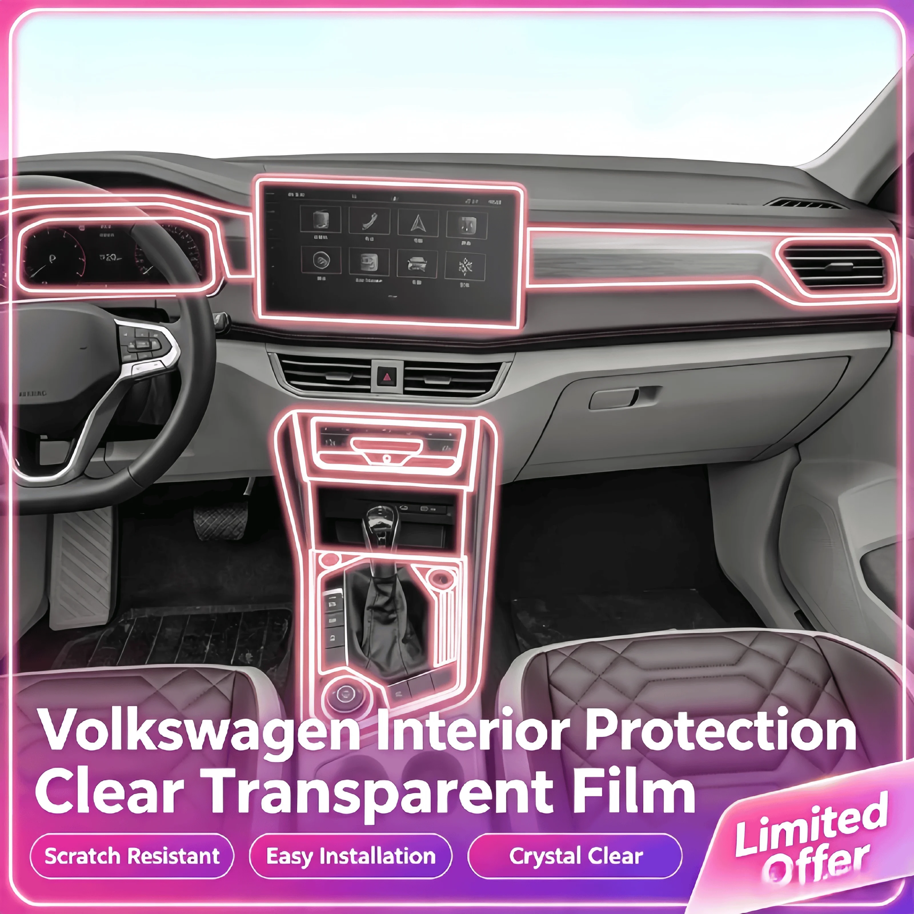 For 23-26 model Volkswagen Tayron X car interior navigation central control screen transparent scratch-resistant protection film