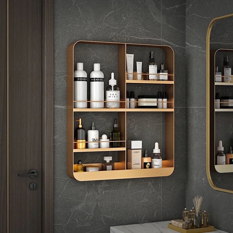 

4 Layer Italian Luxury Bathroom Storage Shelves Toilet Cosmetics Skincare Products Wall Shelf Iron Nordic Organization Racks