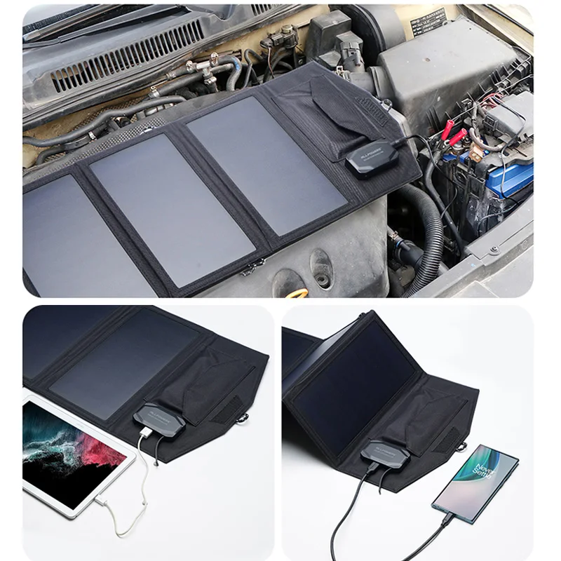 ALLPOWERS-Carregador de Painel Solar, Carregamento Solar para Telefone, Banco de Potência, Drone, Bateria de Carro, Projetor, Central Elétrica, 5V, 18V, 21W, 12V