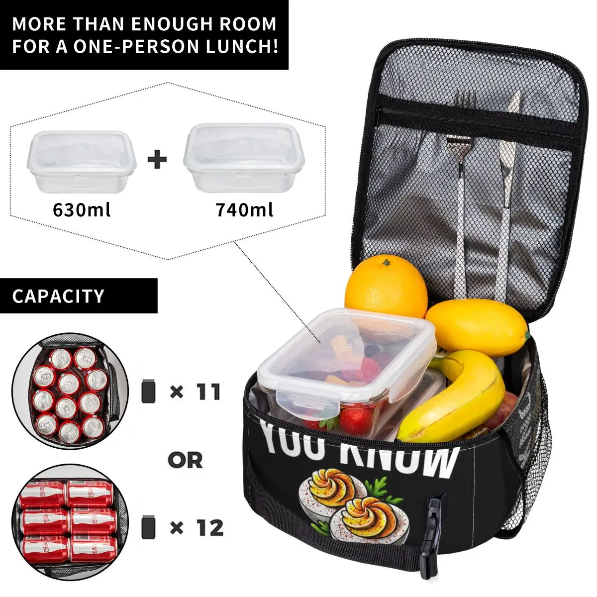 Deviled Egg You Know Why I'm Here Thanksgiving Lunch Bag Casual Lunch Box Travel Convenient Thermal Lunch Bags Designer Bag
