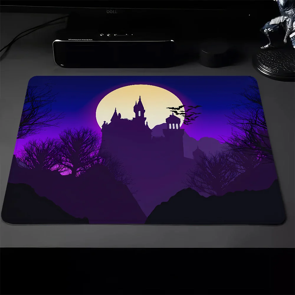 Alfombrilla de ratón con diseño de Castillo vampiro pequeño, alfombrilla de escritorio para Pc, accesorios de alfombrilla