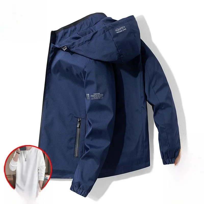 

Men's Slim Fit Windproof Jaet Trendy Spor Casual Outerwear Spring Autumn New Sle Polyester Fabric Zipper Closure Hooded
