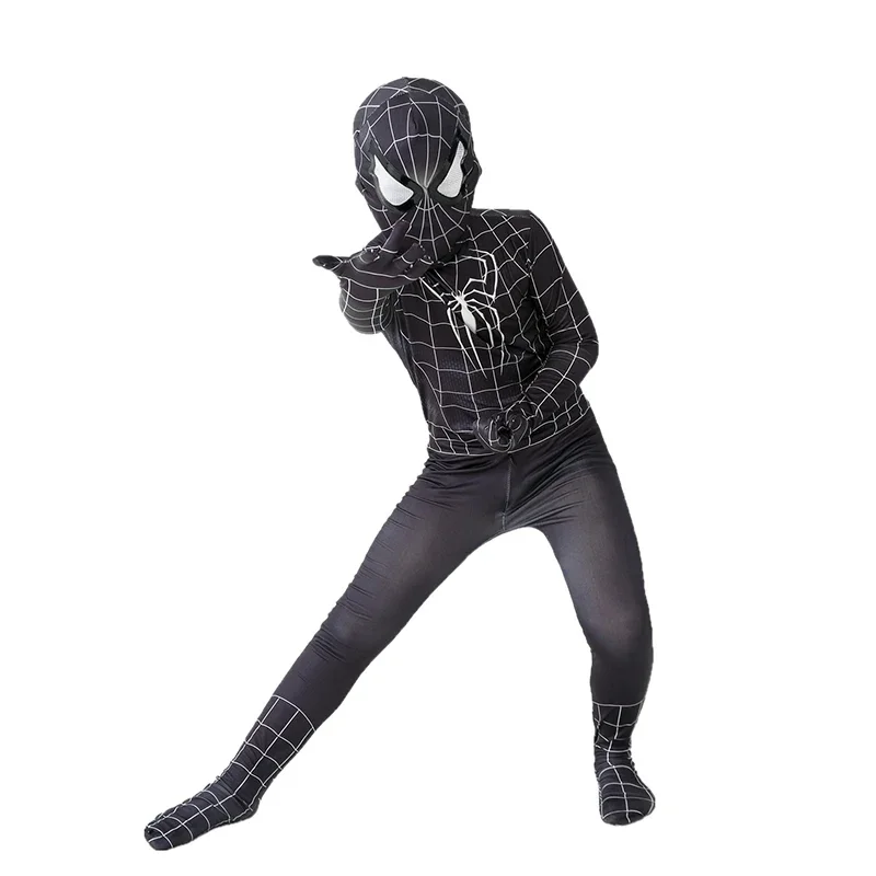 Tobey Maguire Black Spiderman Kostuum Venom Symbiont Cosplay Zentai Bodysuit Jumpsuit Superheld Halloween Kostuum Voor Kinderen Volwassen