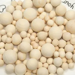 1-500Pcs Wood Balls Natural Unfinished Wooden Beads No Hole Round Wood Loose Beads Bulk for Craft 6/8/10/12/15/18/20/30/40/50mm