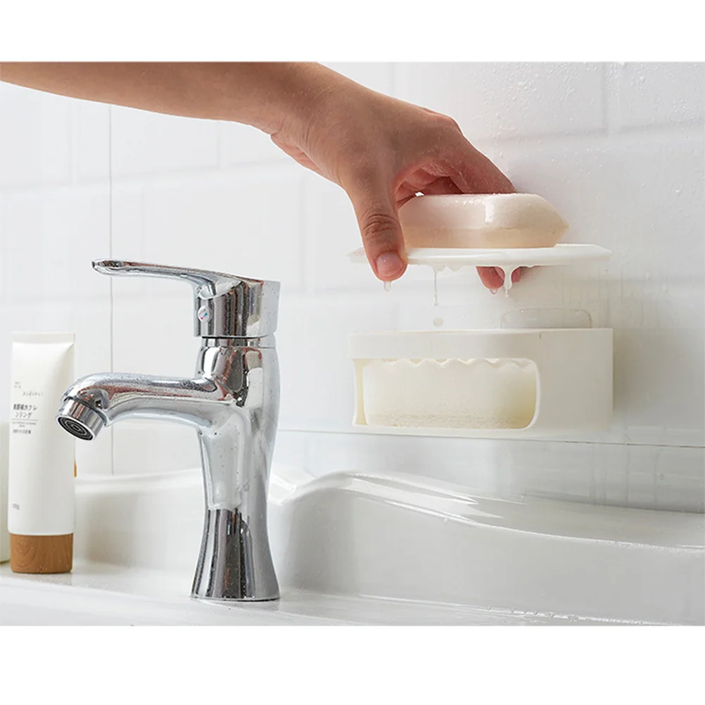 

Double Layer Box Waterproof Plastic Dish Anti-Slip Design Large Capacity Bathroom Soap Container For Home Outdoor Travel