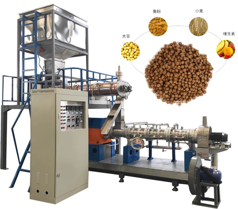 Factory Use Floating Sinking Dry Fish Feed Extruder Making Production Line in China