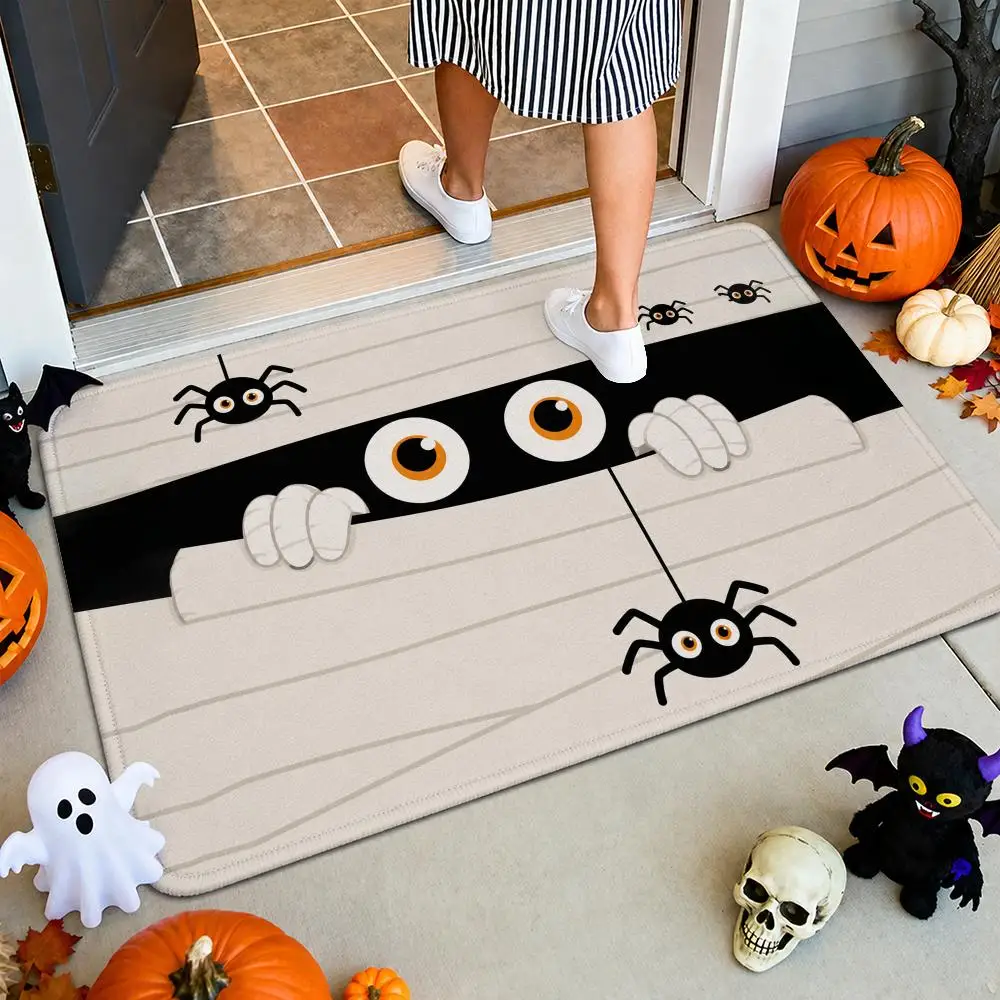 Cartoon Fun Halloween Eyes Floor Mat Flannel Rug Soft Non Slip Door Mat for Bathroom Bedroom Kitchen Festival Home Decor 3