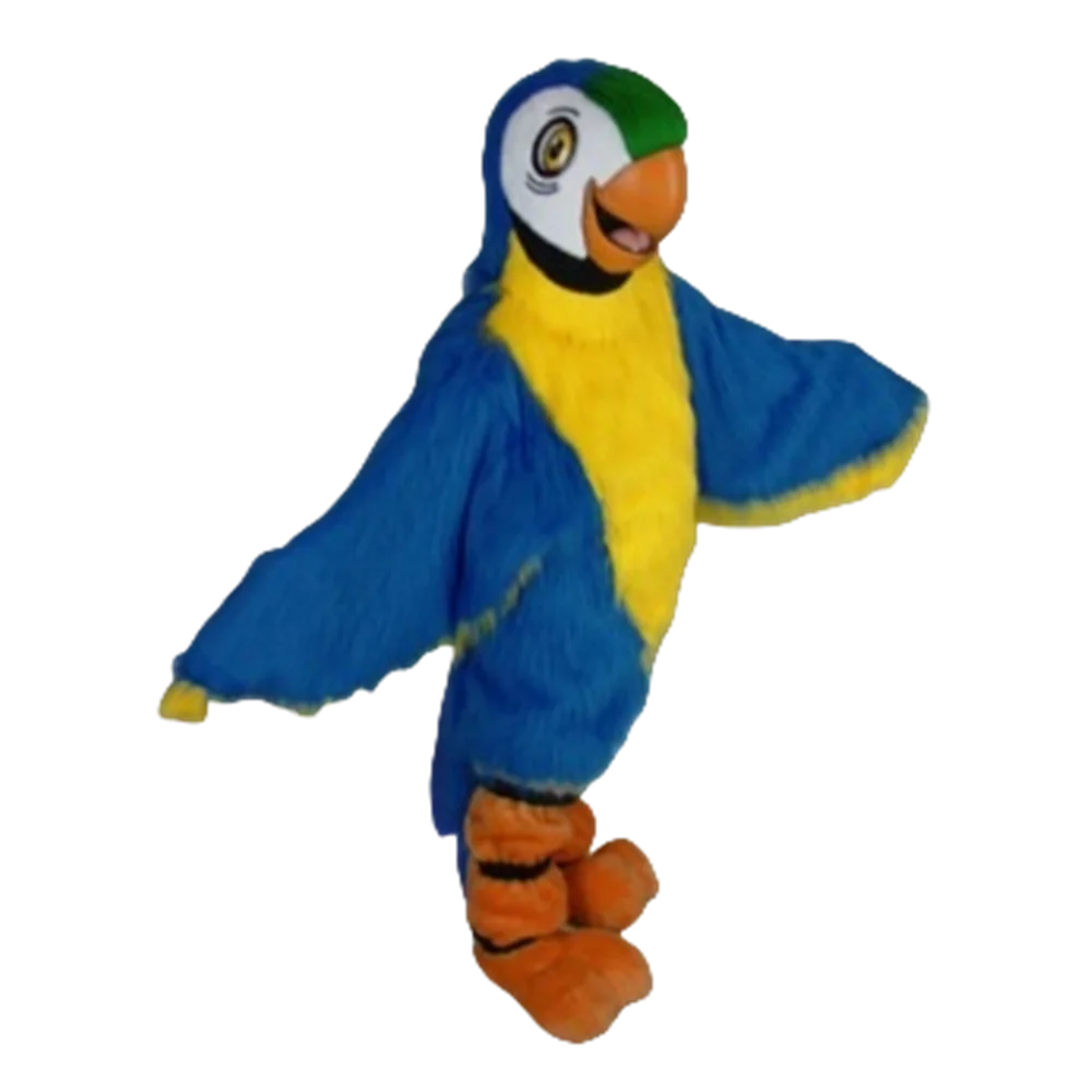 Long Hair Blue Macaw Mascot Costume Adult Size Birds Performance Advertising Mascotte Outfit Suit Fancy Dress SW555